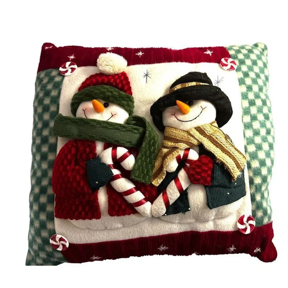 Christmas Decorative Pillow 3D 3 Dimensional Happy‎ Holidays Snowman Carrot Nose